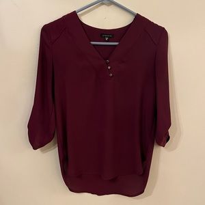 Dynamite Wine/Maroon Colour Blouse w/ Button Detail